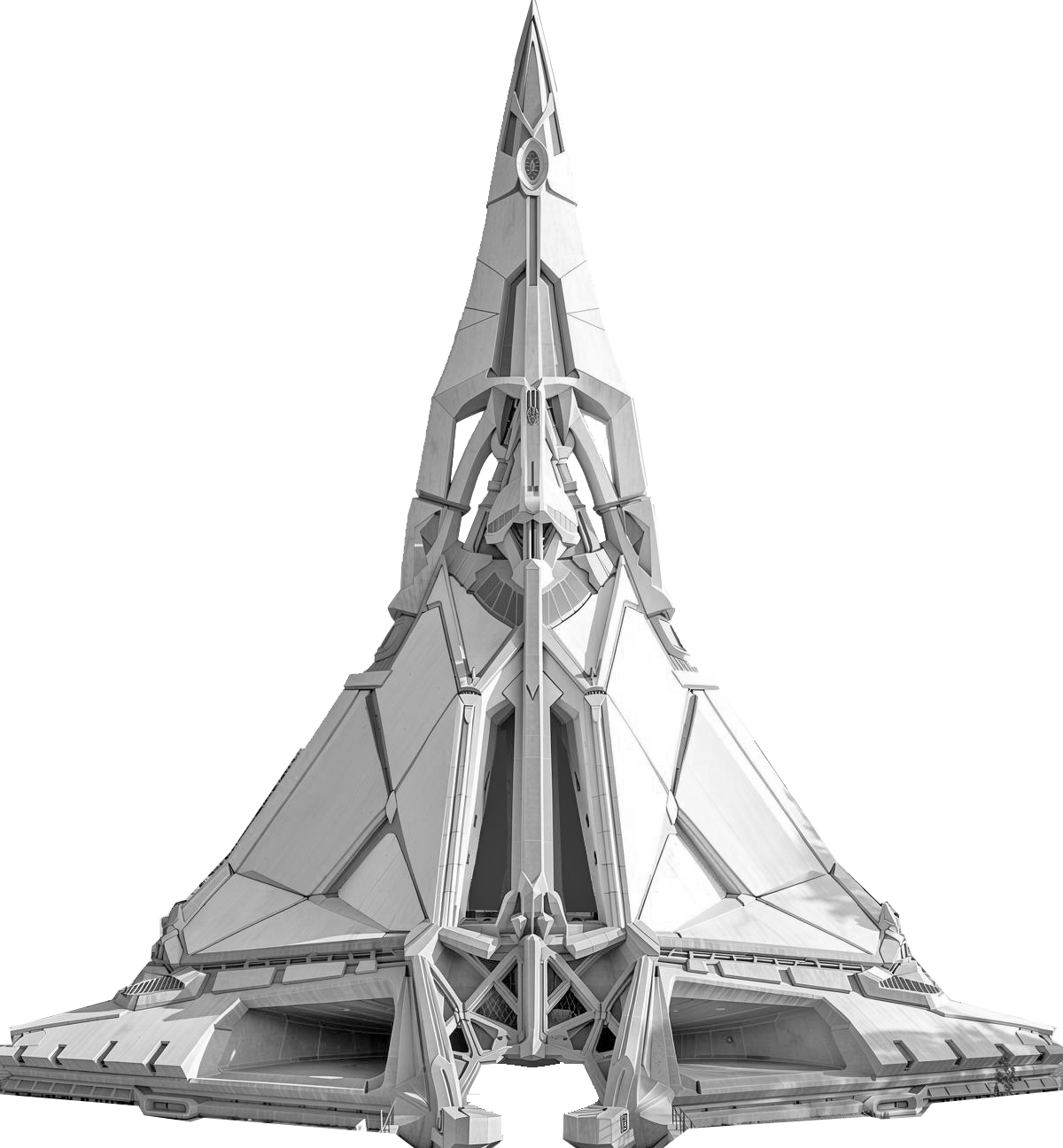 Concept art of the towering cathedral-like Nightstar Timeship